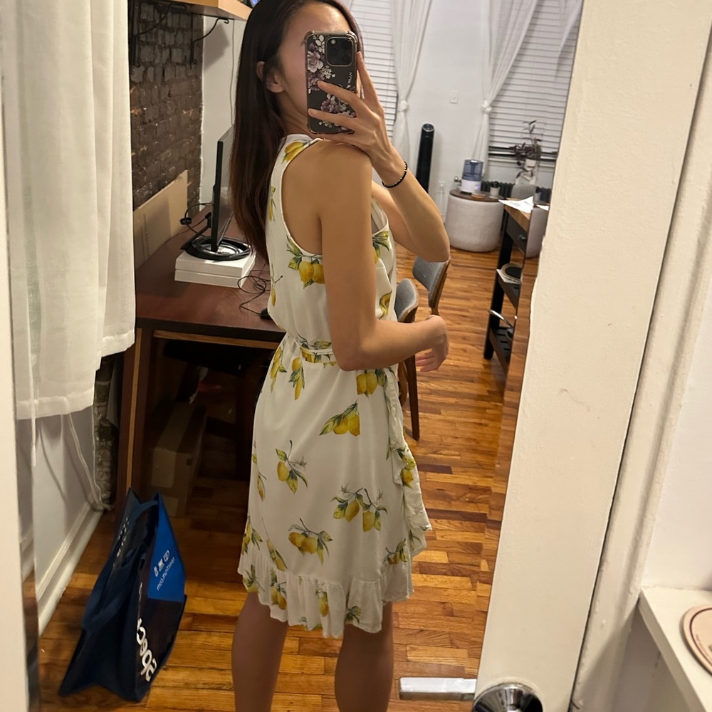White wrap dress with lemons from Rails